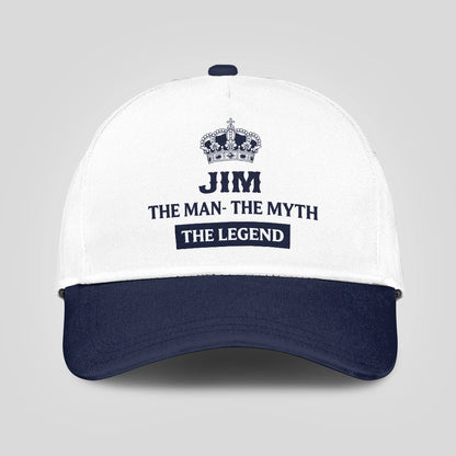 The Man The Myth The Legend King Crown Blue And White Cap JIM 13K1 C147PF