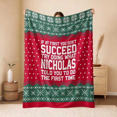 If At First You Don’t Succeed Red Green Christmas Fleece Blanket NICHOLAS 13K1 BK28