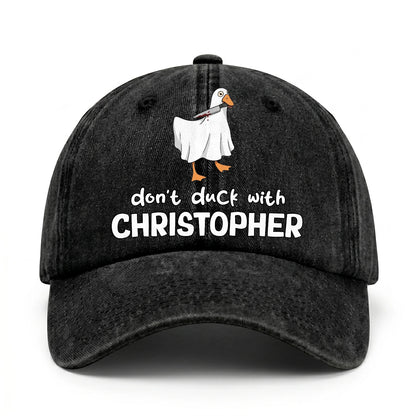 Don't Duck With Your Name Funny Washed Cap CHRISTOPHER 13K1 C129PF