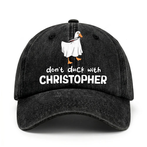 Don't Duck With Your Name Funny Washed Cap CHRISTOPHER 13K1 C129PF