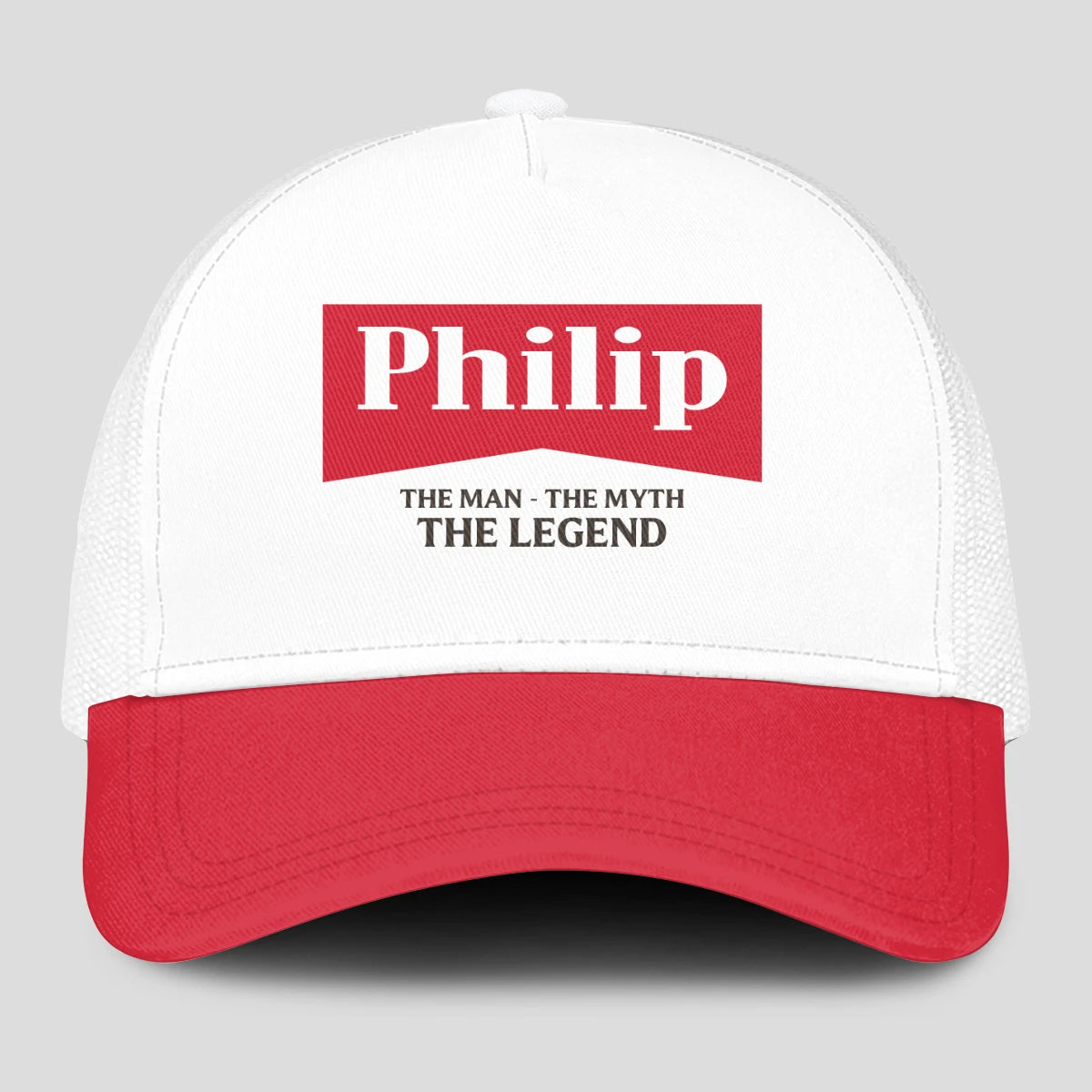 The Man The Myth The Legend Red And White Mesh Cap PHILIP 13K1 C197PF