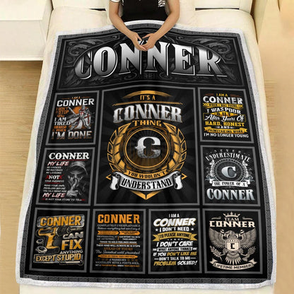 CONNER Personalized Blanket | Custom Name Cozy Throw Gift 13K4-BK2