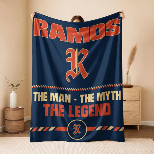 The Man The Myth The Legend Retro Fleece Blanket RAMOS 13K1 BK53
