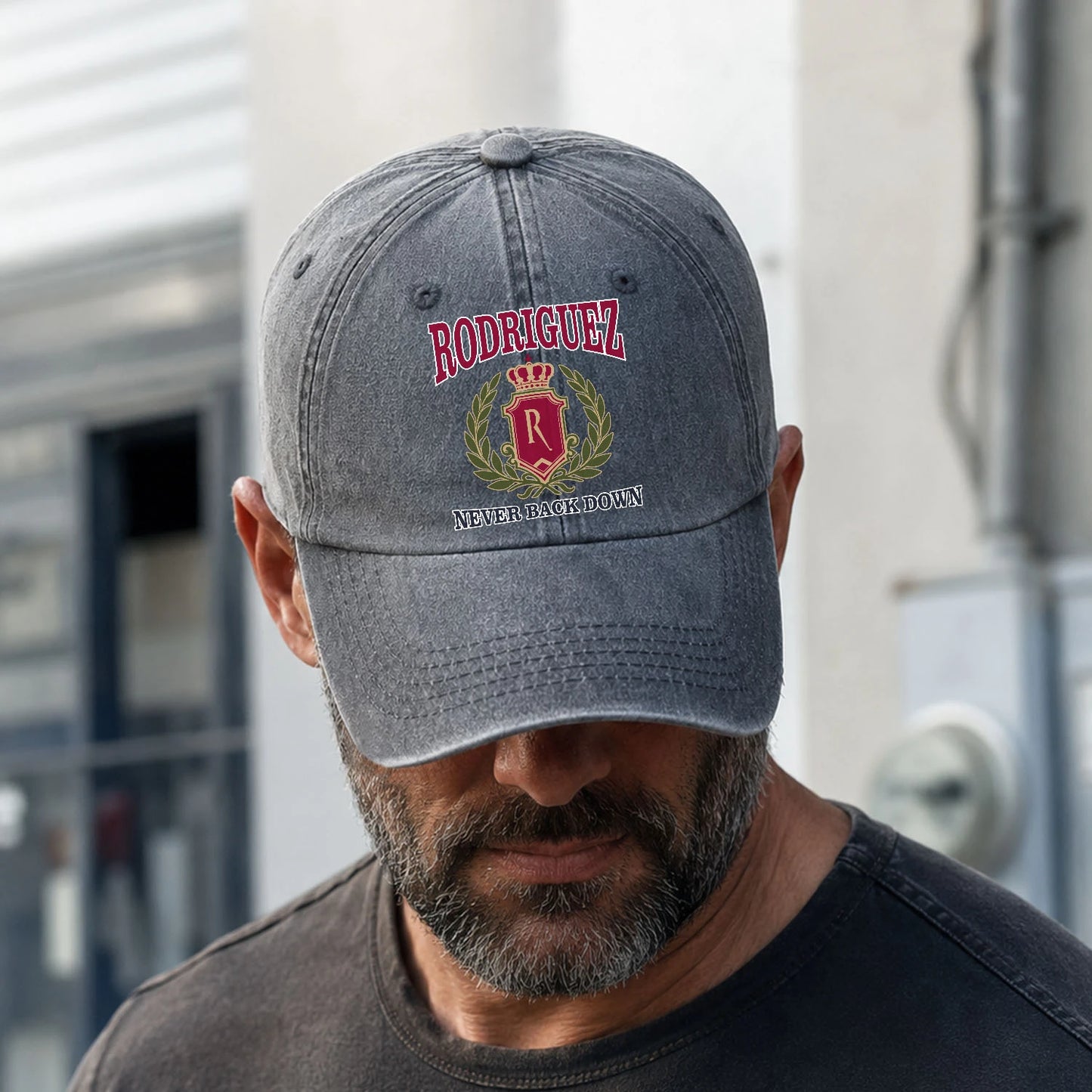 Your Name Never Back Down Royal Washed Cap RODRIGUEZ 13K1 C77PF