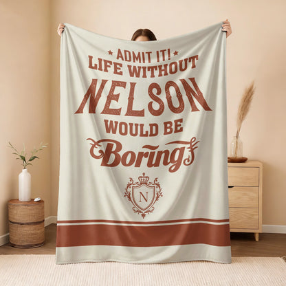 Life Without Your Name Would Be Boring Cream Terracotta Blanket NELSON 13K1 BK24