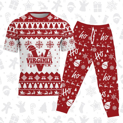 VIRGINIA Personalized Christmas T-Shirt Pajama Set - Holiday Gift Outfit 13K1-CR2