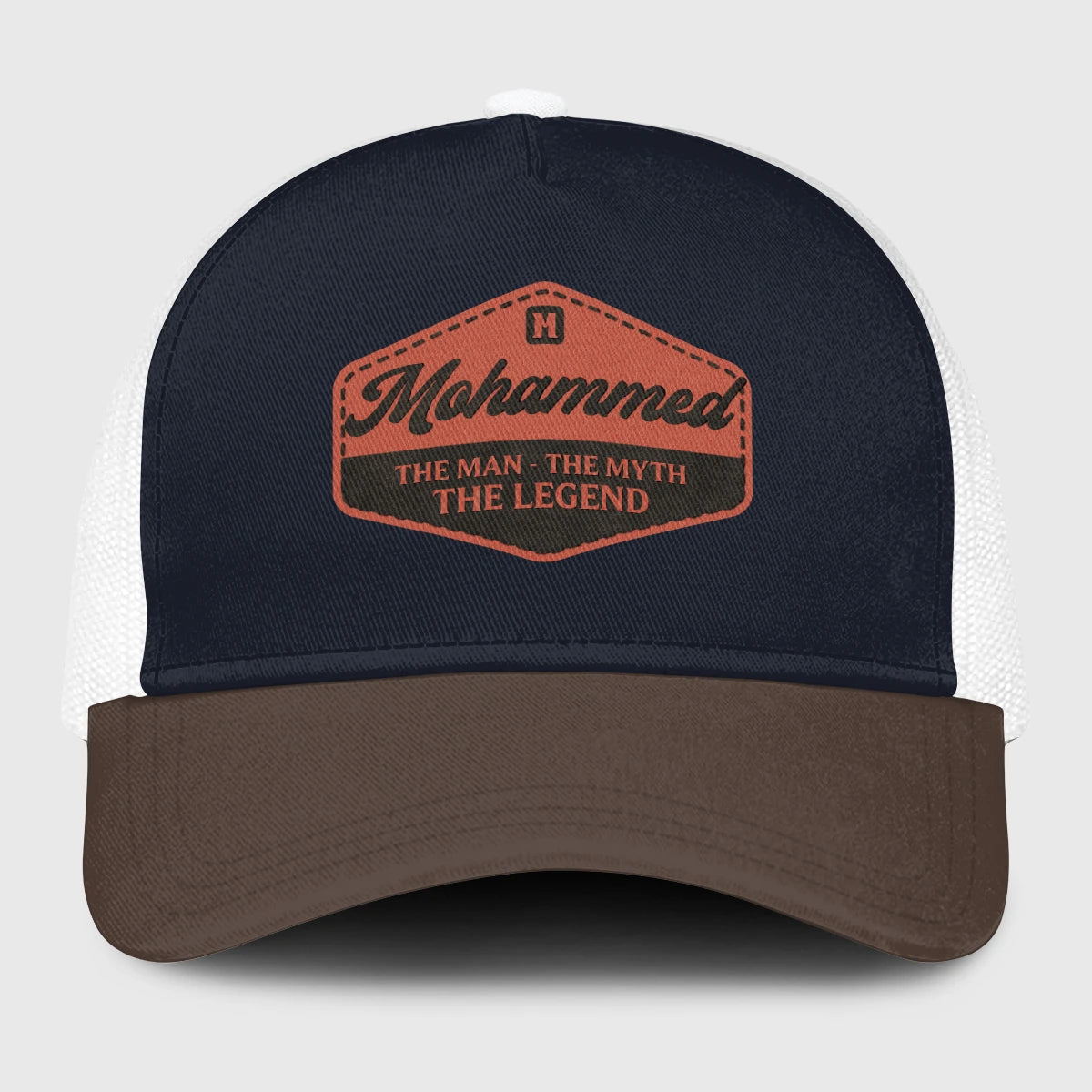 The Man The Myth The Legend Navy And Brown Mesh Cap MOHAMMED 13K1 C188PF