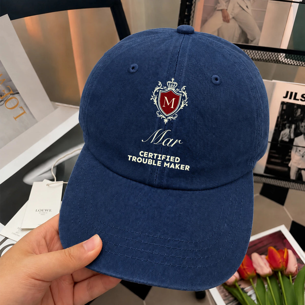 Live Laugh Love Royal Blue Washed Cap MAR 13K1 C176PF