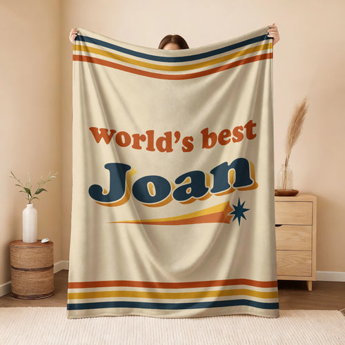 World's Best Your Name Retro Fleece Blanket JOAN 13K1 BK64