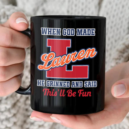 When God Made Your Name Personalized Baseball Mug LAUREN 13K1 MG07