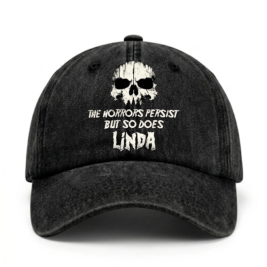 The Horrors Persist But So Does Your Name Cool Skull Washed Cap LINDA 13K1 C134PF