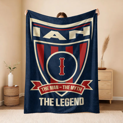 The Man The Myth The Legend Blue Burgundy Baseball Blanket IAN 13K1 BK18
