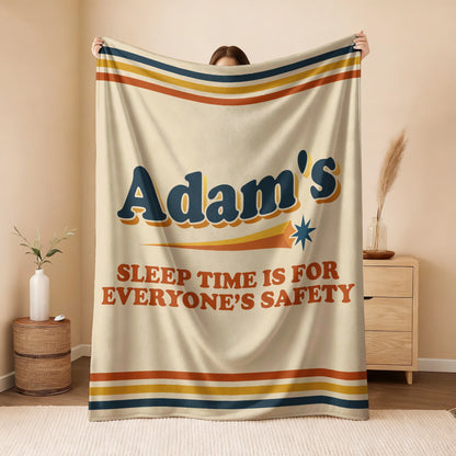 Your Name's Sleep Time Funny Retro Fleece Blanket ADAM 13K1 BK67