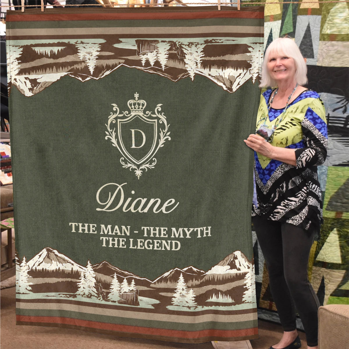 The Man The Myth The Legend Deer In Forest Brown Fleece Blanket DIANE 13K1 BK10