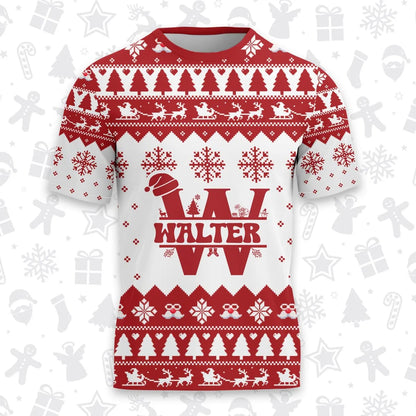 WALTER Personalized Christmas T-Shirt Pajama Set - Holiday Gift Outfit 13K1-CR2