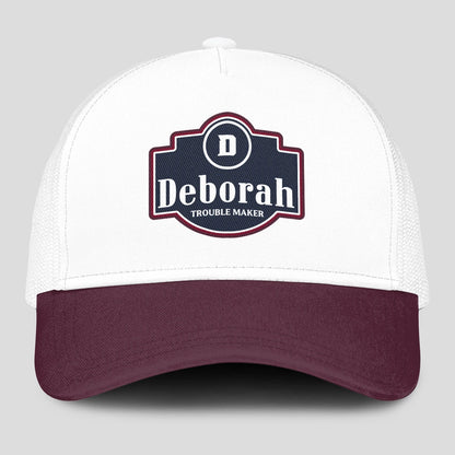 Trouble Maker Burgundy And White Funny Mesh Cap DEBORAH 13K1 C201PF