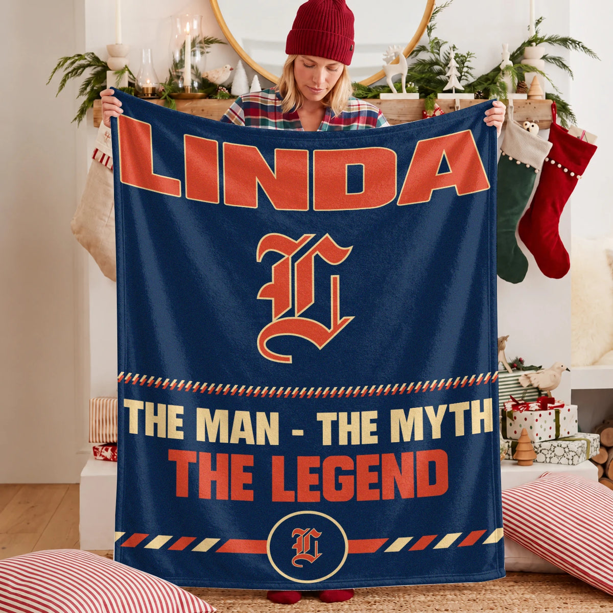 The Man The Myth The Legend Retro Fleece Blanket LINDA 13K1 BK53