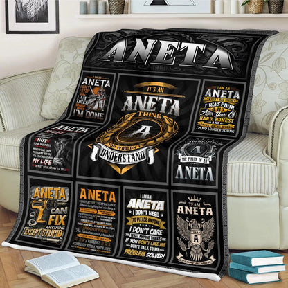 ANETA Personalized Blanket | Custom Name Cozy Throw Gift 13K5-BK2