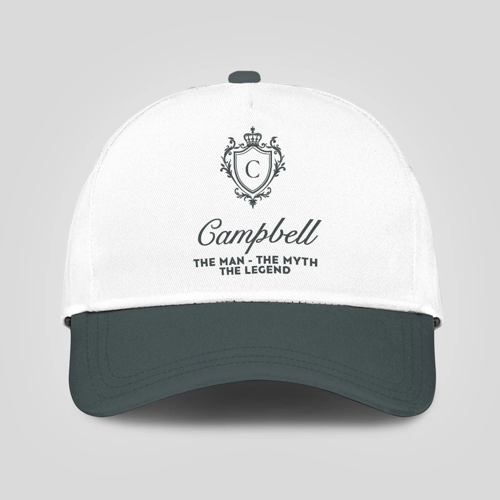 The Man The Myth The Legend Elegant Gray And White Cap CAMPBELL 13K1 C170PF