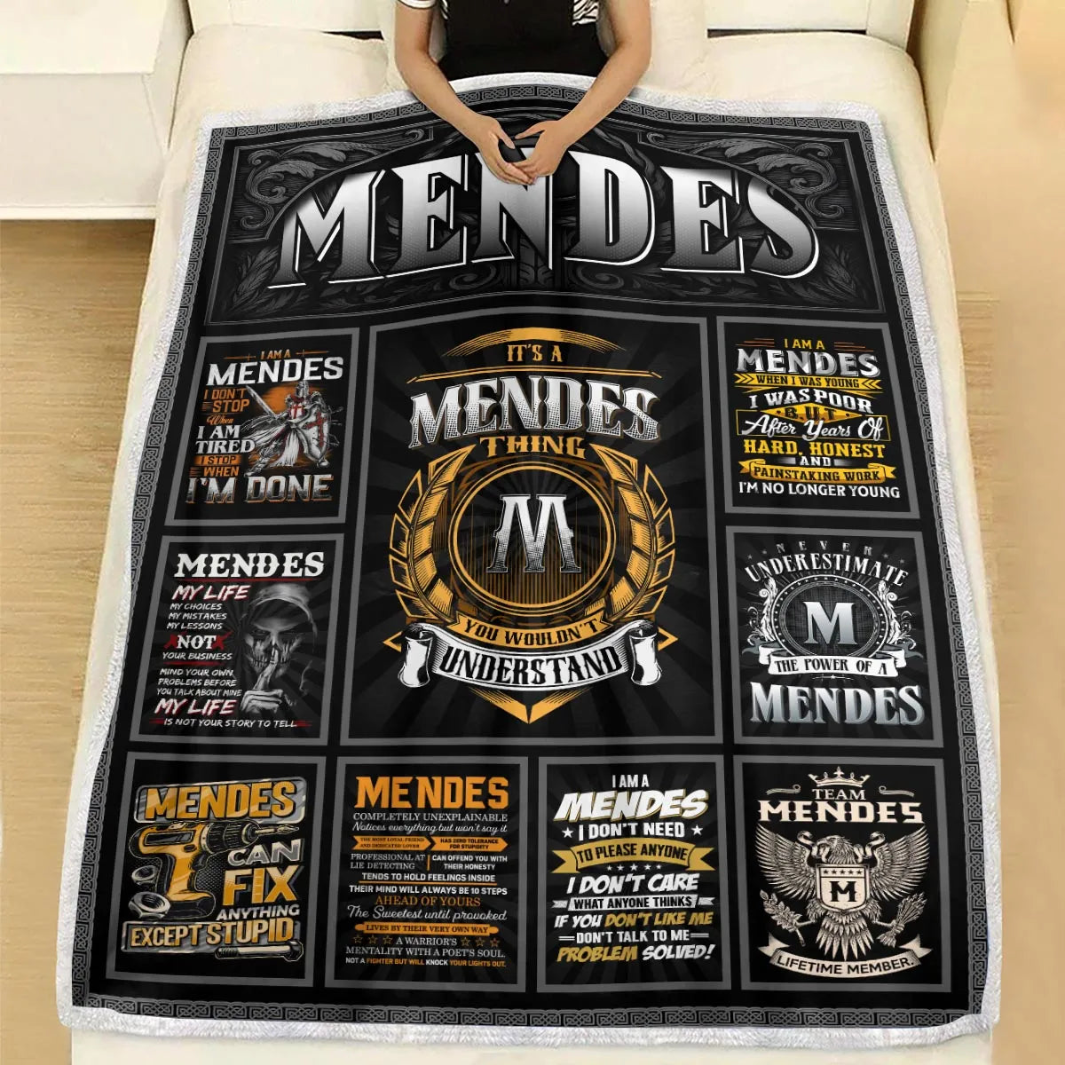 MENDES Personalized Blanket | Custom Name Cozy Throw Gift 13K2-BK2