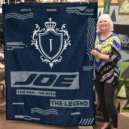 The Man The Myth The Legend Blue & Gray Fleece Blanket  JOE 13K1 BK08