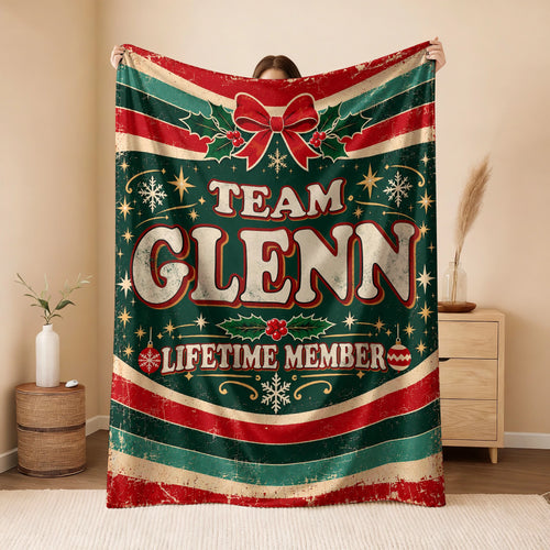 Team Your Name Lifetime Member Christmas Fleece Blanket GLENN 13K1 BK52