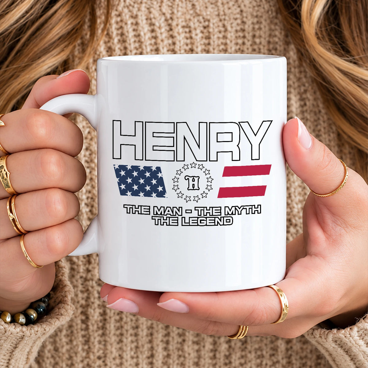 The Man The Myth The Legend Us Flag Mug HENRY 13K1 MG23