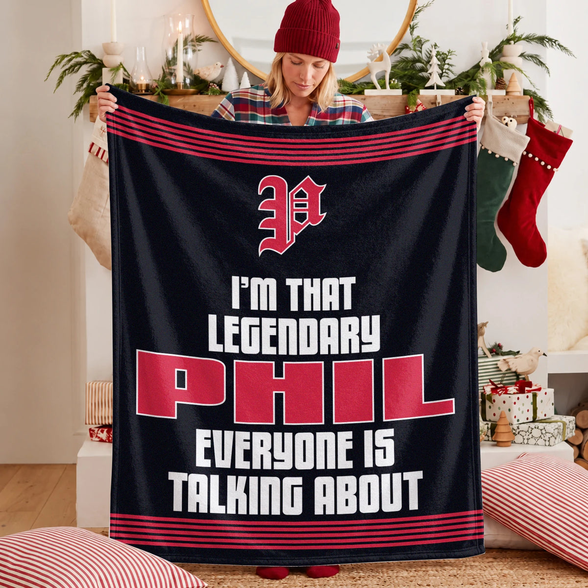 I'm That Legendary Name Dark Red Fleece Blanket PHIL 13K1 BK48