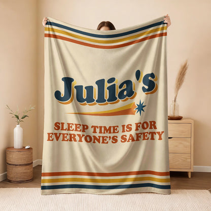 Your Name's Sleep Time Funny Retro Fleece Blanket JULIA 13K1 BK67