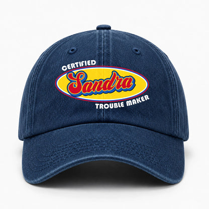 Certified Your Name Trouble Maker Washed Cap SANDRA 13K1 C73PF