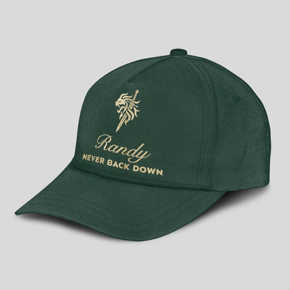 Never Back Down Lion And Sword Sage Green Cap RANDY 13K1 C178PF