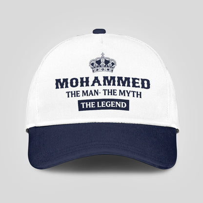 The Man The Myth The Legend King Crown Blue And White Cap MOHAMMED 13K1 C147PF