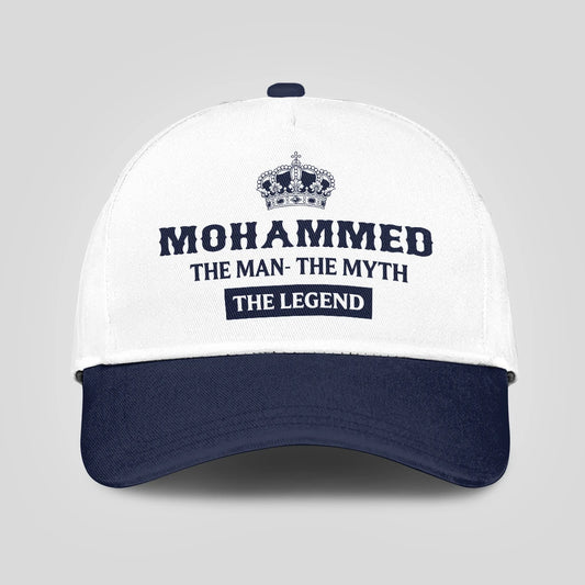 The Man The Myth The Legend King Crown Blue And White Cap MOHAMMED 13K1 C147PF