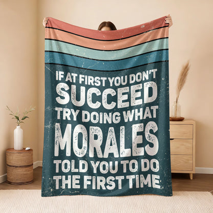 If At First You Don’t Succeed Retro Green Fleece Blanket MORALES 13K1 BK29