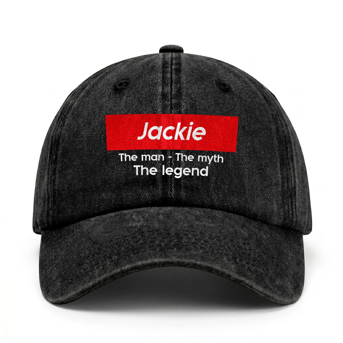 Your Name The Man The Myth The Legend Red Logo Washed Cap JACKIE 13K1 C130PF
