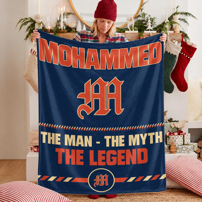 The Man The Myth The Legend Retro Fleece Blanket MOHAMMED 13K1 BK53
