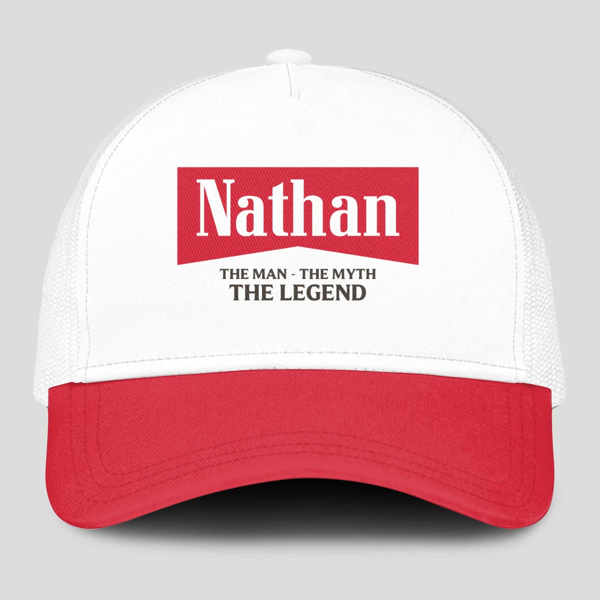 The Man The Myth The Legend Red And White Mesh Cap NATHAN 13K1 C197PF