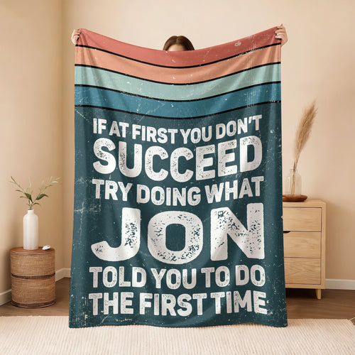 If At First You Don’t Succeed Retro Green Fleece Blanket JON 13K1 BK29