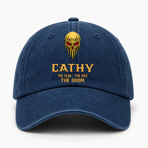The Fear The Fate The Doom Skull Blue Washed Cap CATHY 13K1 C97PF