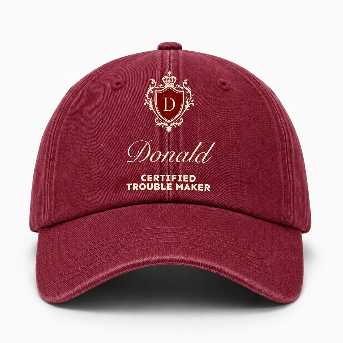 Certified Trouble Maker Royal Burgundy Washed Cap DONALD 13K1 C139PF