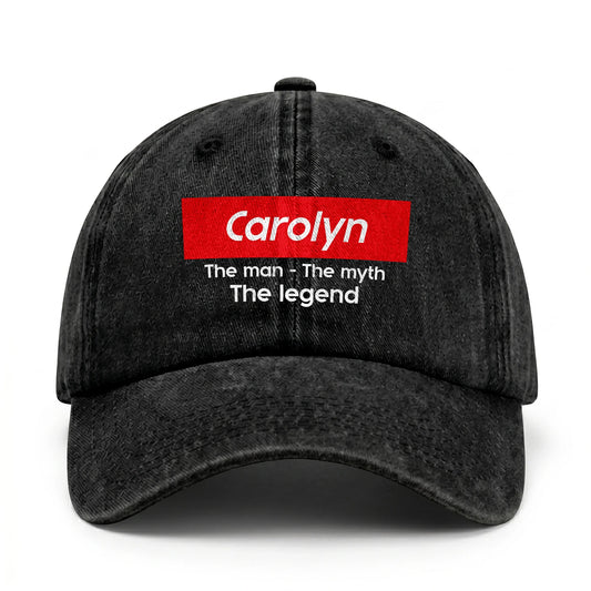 Your Name The Man The Myth The Legend Red Logo Washed Cap CAROLYN 13K1 C130PF