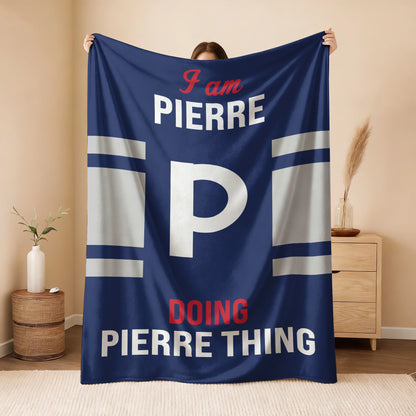 I'm Name Doing Name Things Navy Fleece Blanket PIERRE 13K1 BK51