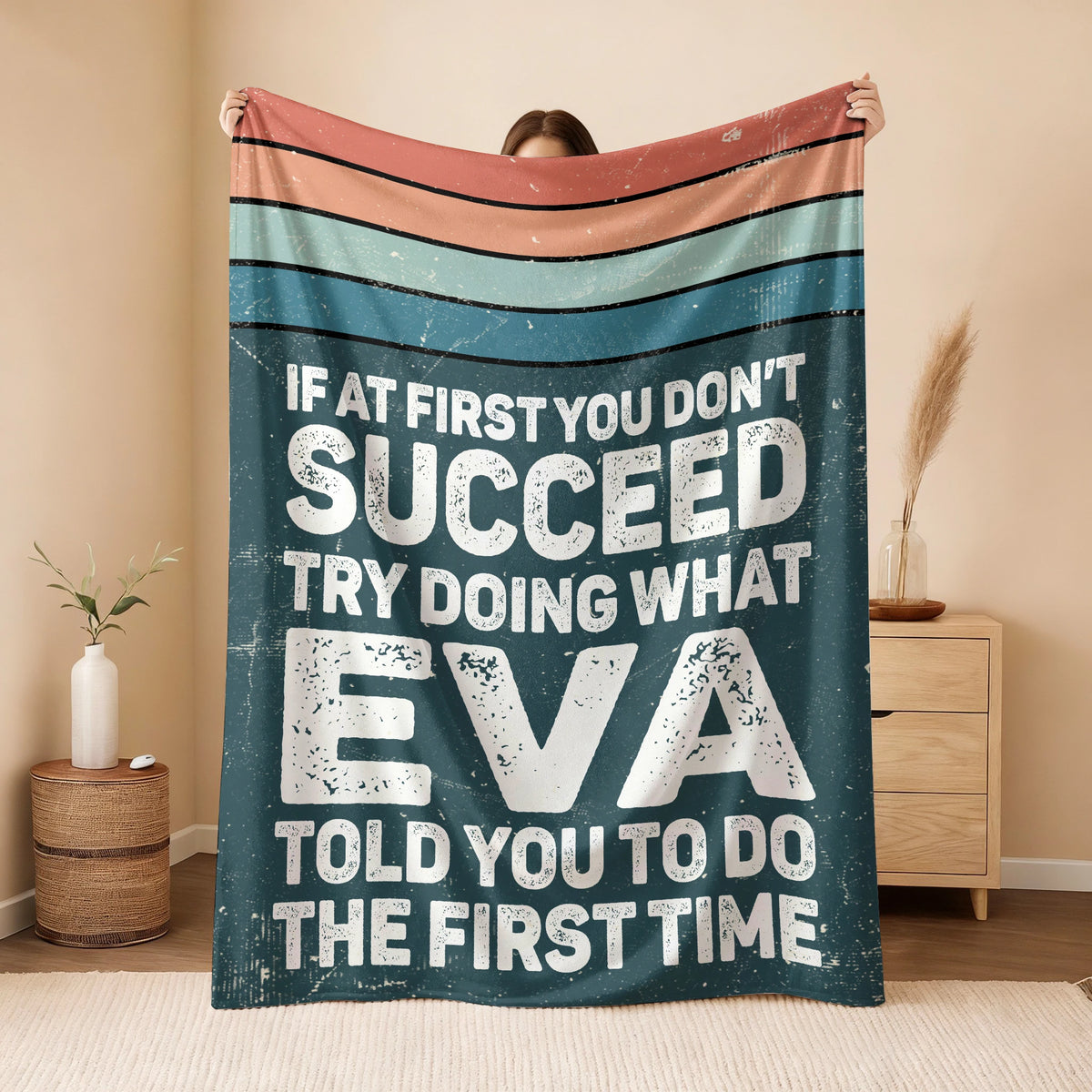 If At First You Don’t Succeed Retro Green Fleece Blanket EVA 13K1 BK29