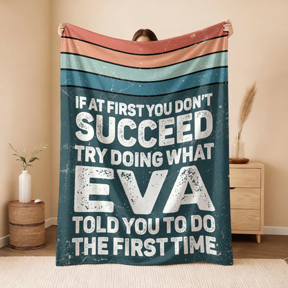 If At First You Don’t Succeed Retro Green Fleece Blanket EVA 13K1 BK29