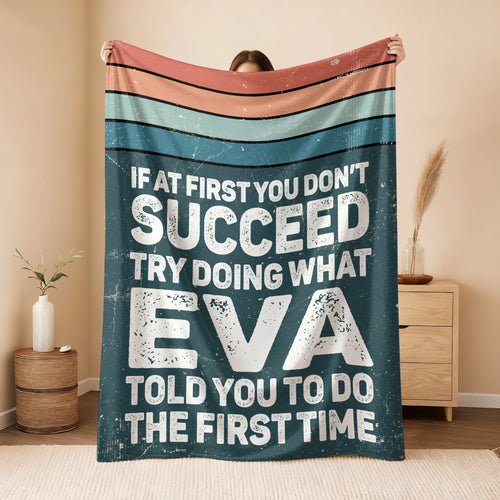 If At First You Don’t Succeed Retro Green Fleece Blanket EVA 13K1 BK29