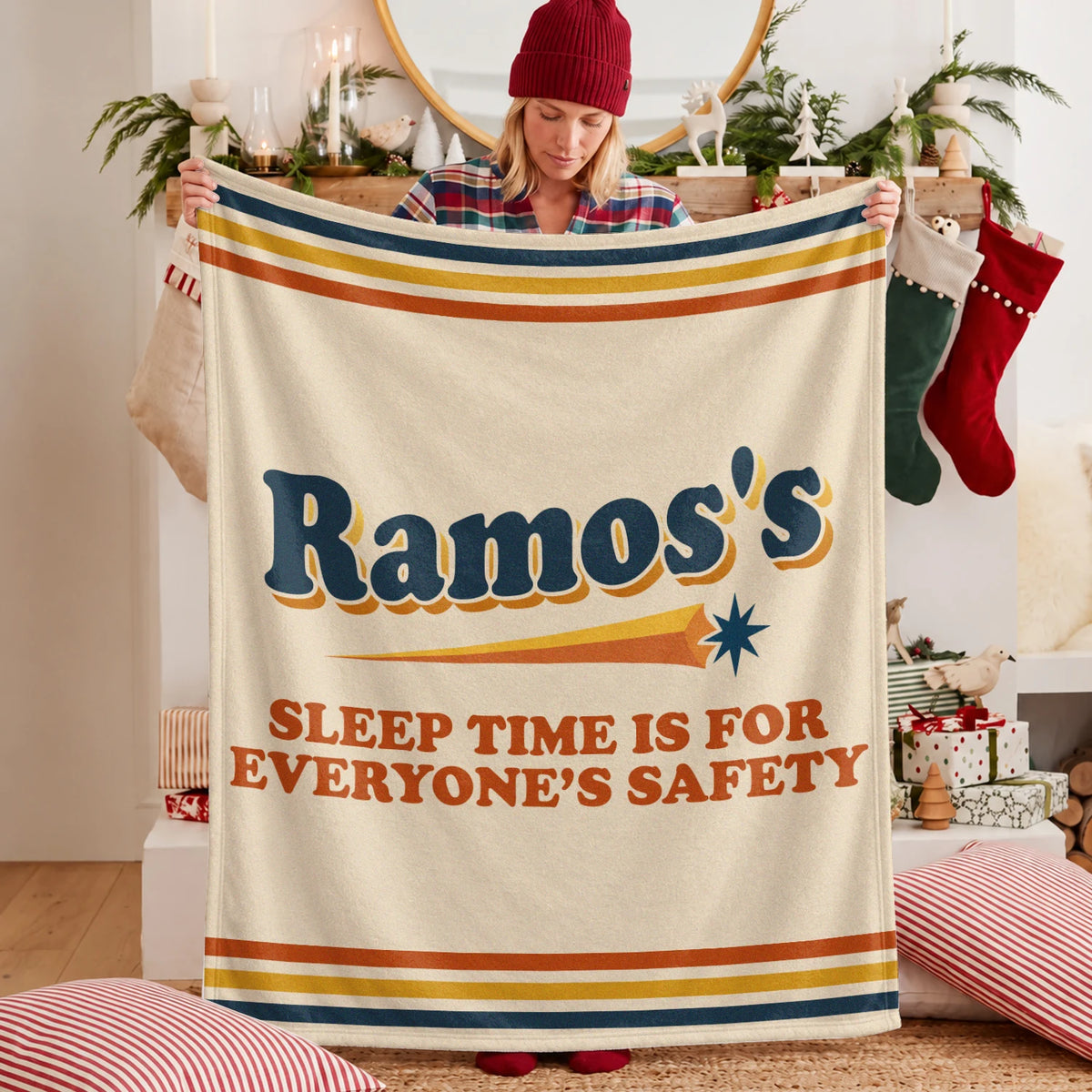 Your Name's Sleep Time Funny Retro Fleece Blanket RAMOS 13K1 BK67