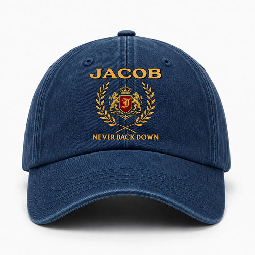 Never Back Down Royal Blue Denim Cap JACOB 13K1 C60PF