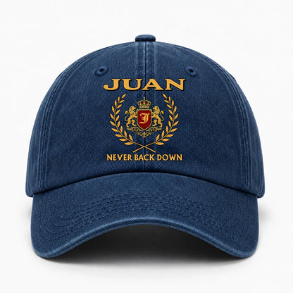 Never Back Down Royal Blue Denim Cap JUAN 13K1 C60PF