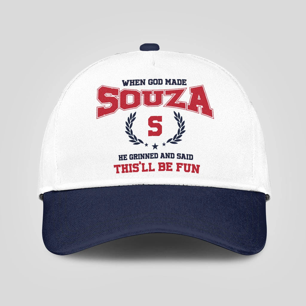 When God Made Your Name He Grinned And Said This'll Be Fun Blue Cap SOUZA 13K1 C57PF