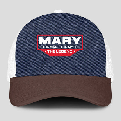 The Man The Myth The Legend Navy Brown And White Mesh Cap MARY 13K1 C200PF
